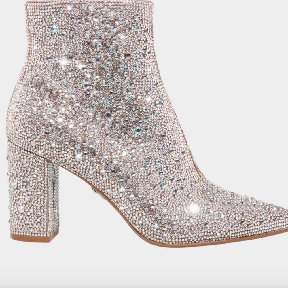 Betsy Johnson  Crystal-Embellished Ankle Boots